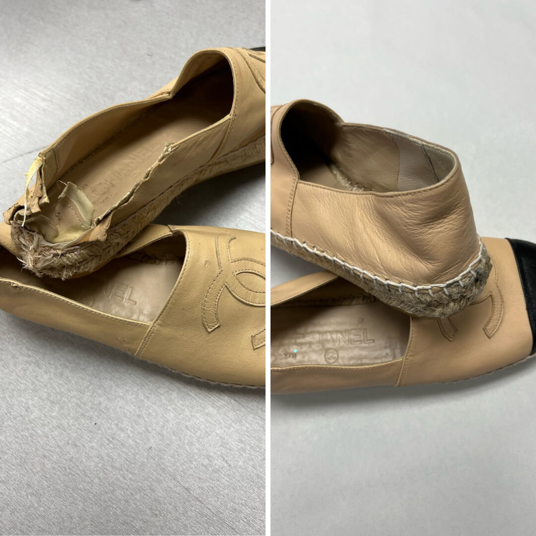 Chanel Espadrilles – rebuild dog-chewed heel