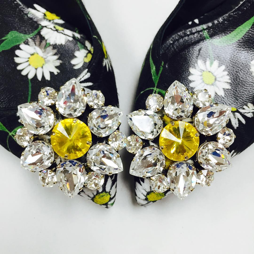 Floral Women's Shoes With Jewels