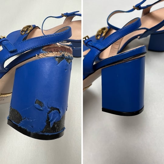 Gucci Sandals - repair of heel chewed by dog