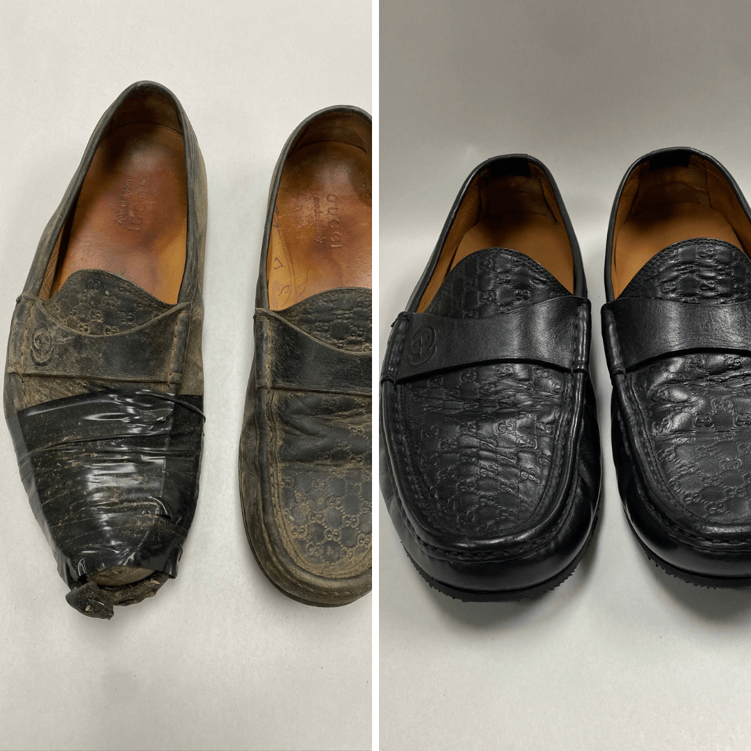 Gucci men’s mocs rebuild - soles, heels, insoles, weld, clean & refinish