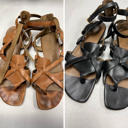 Hermes Sandals - add new custom footbed and dye black