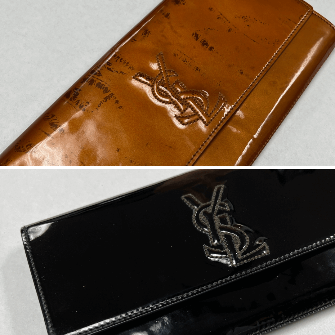 YSL clutch redye of stained patent leather