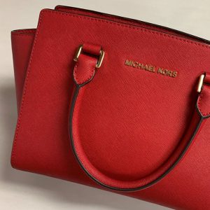 michael kors purse brown with red handles