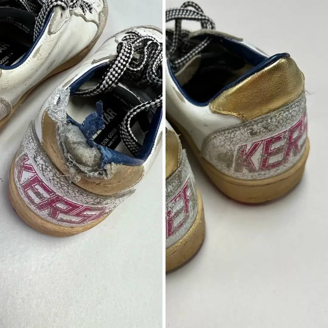 Golden Goose Sneakers - dog chewed heel rebuild