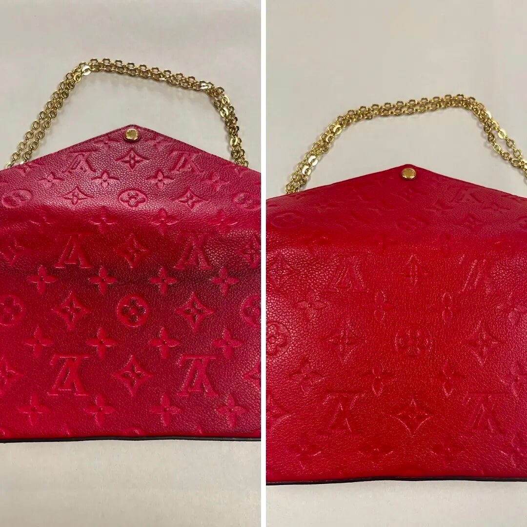 Louis Vuitton bag - clean and redye denim stains on leather