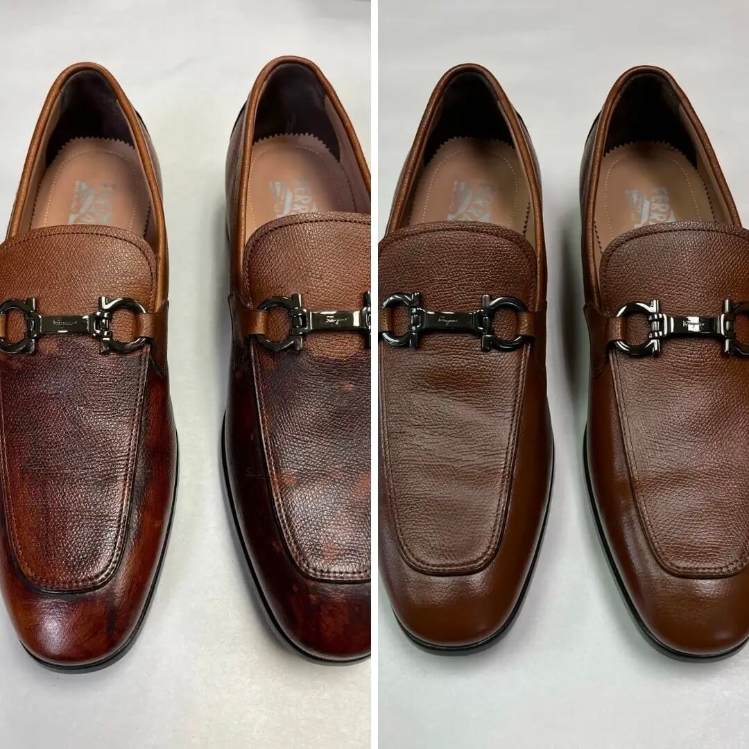 Refinished stained men's loafers